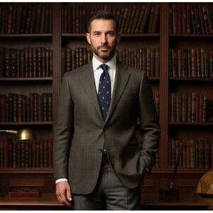 Gianluca Isaia Louis Boston 100% Cashmere Blazer Men 44T Windowpane Italy